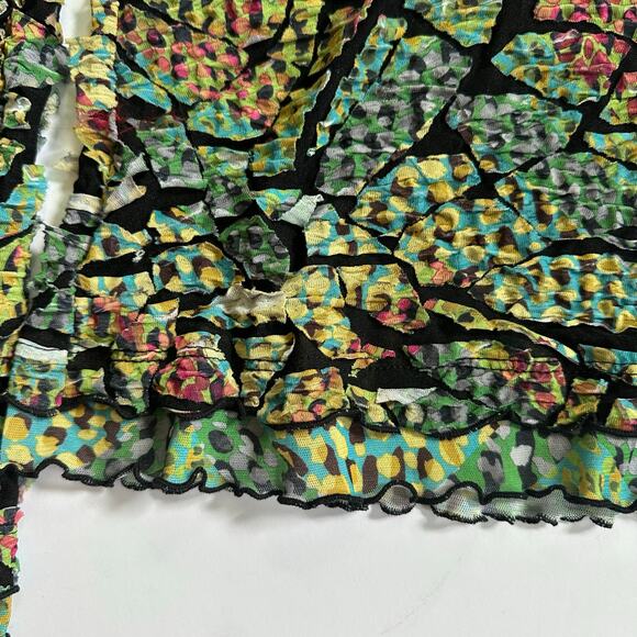 SNO SKINS Top S Multicolored Sheer Long Sleeve USA Made Boho Funky Wearable Art - Picture 4 of 8